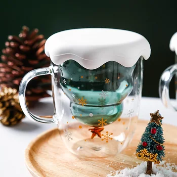 Creative 3D Läbipaistev Topelt Anti-Põletushaavu Klaas Jõulupuu Star Tass Kohvi Tassi Piima-Mahla Tass Laste Jõulud Kingitus