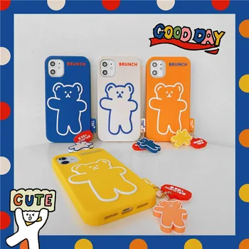 Cute Cartoon Bear Case for IPhone 12 11 Pro XS Max Juhul Silikoon Kate IPhone 12 mini SE 2020 XR X 7 8 Plus Juhtudel Rihm Ringi