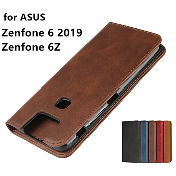 Naha puhul ASUS Zenfone 6Z Zenone 6 2019 ZS630KL Flip case kaardi omanik Kabuur Magnetic attraction Kate nii Rahakoti Puhul