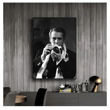 Paul Newman Must-Valge Fotograafia Prindib Classic Movie Star Foto Kunsti Lõuend Maali Vintage-Moe Plakat Kodus Seina Decor