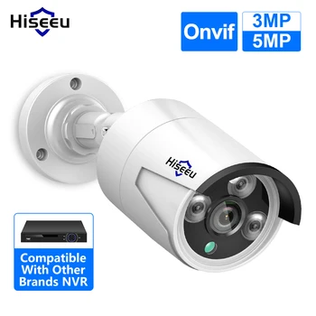 Hiseeu 5MP 3MP Audio IP Security Valve Kaamera POE H. 265 Väljas Veekindel IP66 CCTV Kaamera P2P Video Koju POE NVR