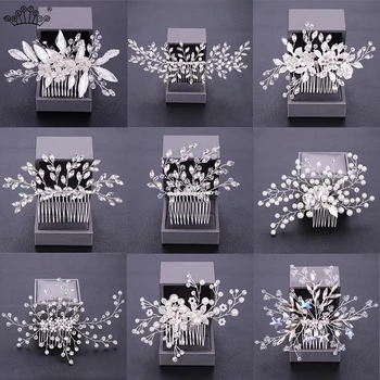 Elegantne Pearl Crystal Pulmad Juuksed Kammid Juuksed Tarvikud Pruudi Lill Headpiece Naised, Pruut, Juuste kaunistused, Ehted, Nõelad